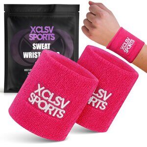 Hot Pink Terry Cloth Sweat-Wicking Sports Wrist Band